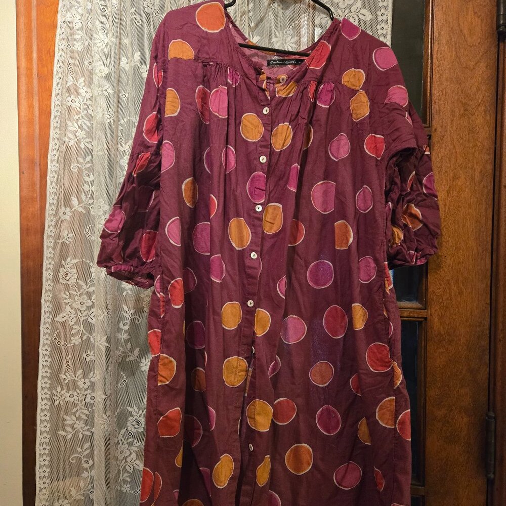Gudrun Sjoden Billie Dress. Unbuttons fully. Pockets. Size Large.  EUC. $60